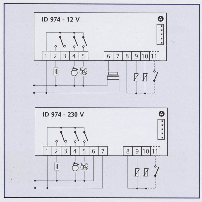 Схема подключения контактов контроллера Eliwell ID 974